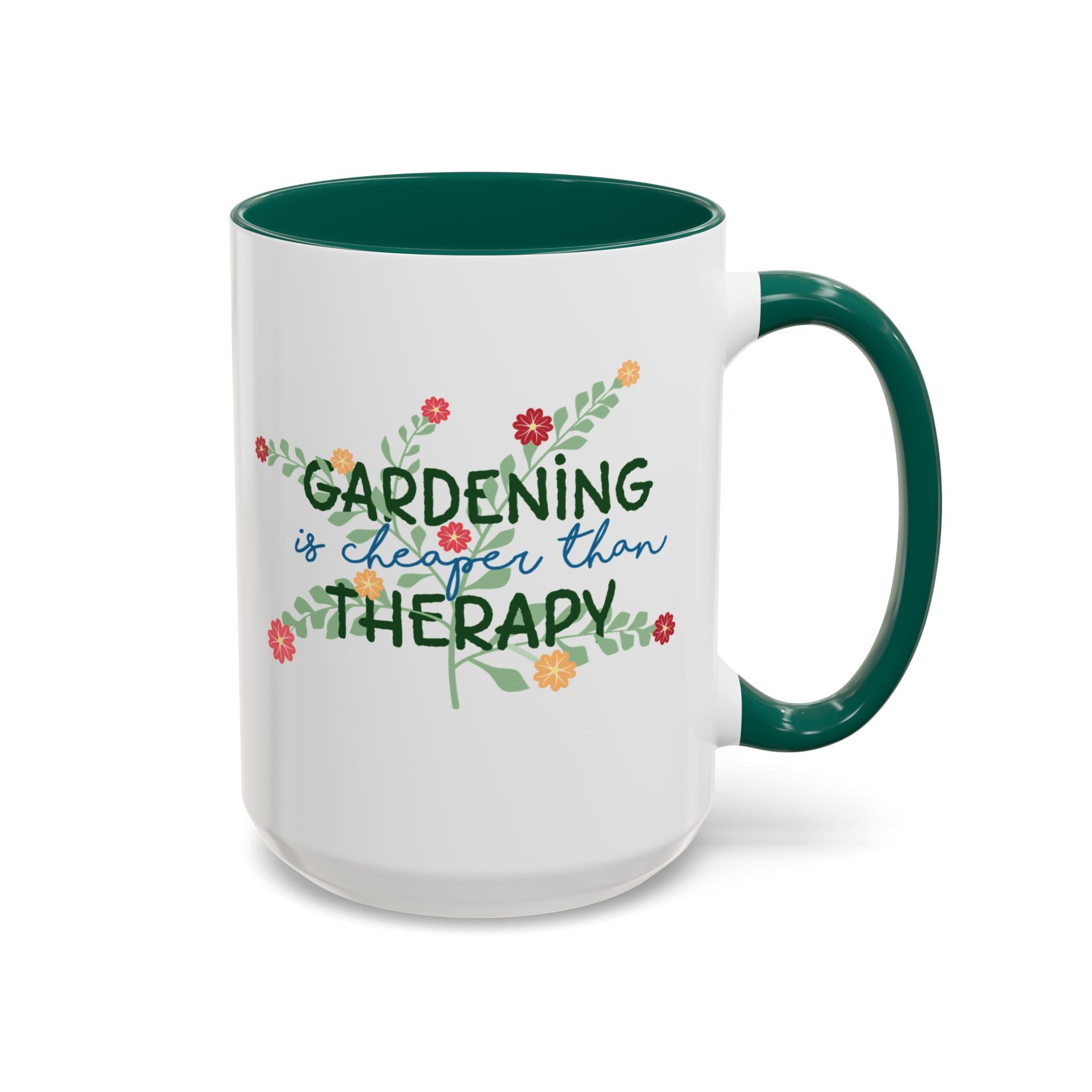 Gardeners Outdoor Mug - Gardening is cheaper than Therapy cup | Accent Coffee Mug