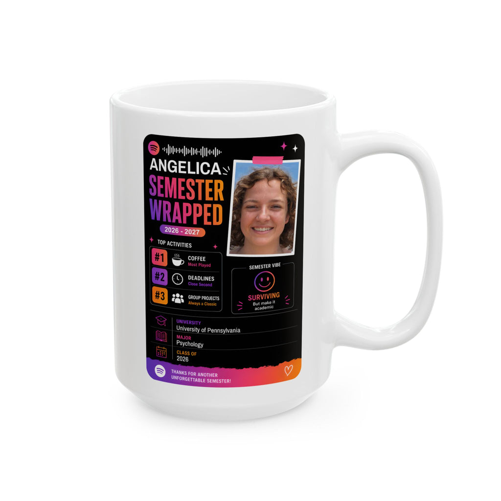 Personalizable Back to School Mug, Customizable social media style Mug, Student Study gift Cup, Semester Wrapped Mug,