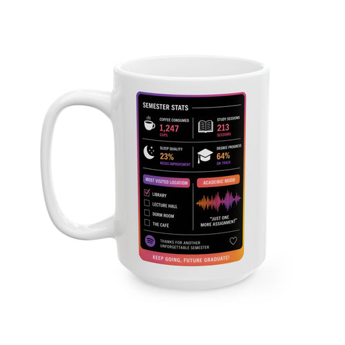 Personalizable Back to School Mug, Customizable social media style Mug, Student Study gift Cup, Semester Wrapped Mug,