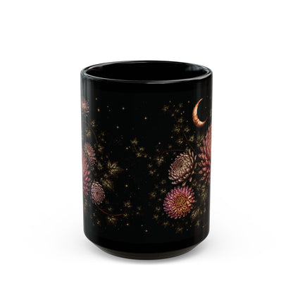 Chrysanthemum Moonlit Halloween Personalized Black Mug