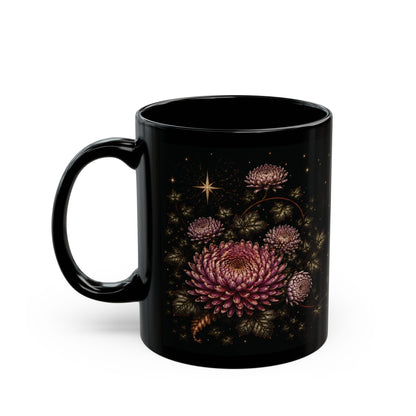 Chrysanthemum Moonlit Halloween Personalized Black Mug