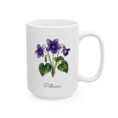 Violet Birth Flower Personalized Ceramic Mug
