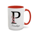 Personalized Birth Flower Coffee Mug, Custom Birthflower Cup, Capital Letter Monogram Mug, Initial Name | 11-15oz