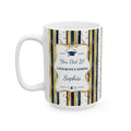 Personalized Graduation Mug – Navy & Gold Stripe Design