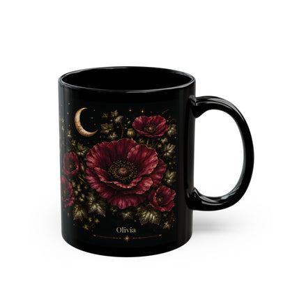 Poppy Moonlit Halloween Personalized Black Mug