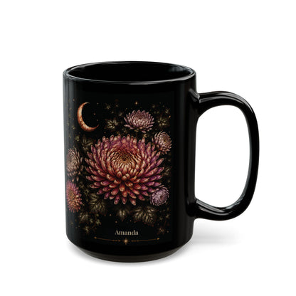 Chrysanthemum Moonlit Halloween Personalized Black Mug