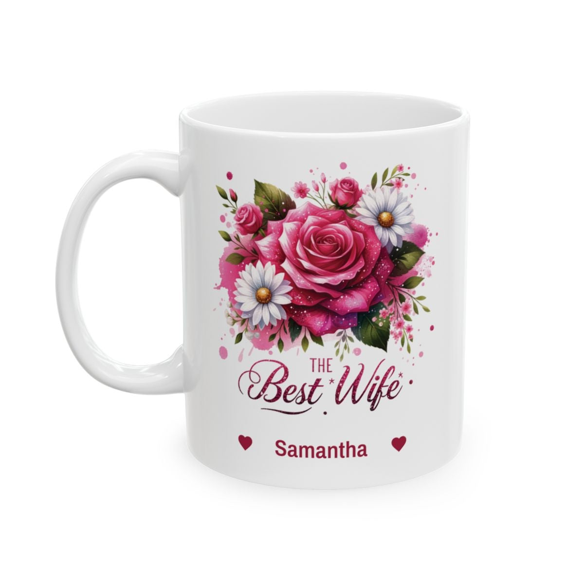 Personalized Best Wife Mug – Floral Roses Design