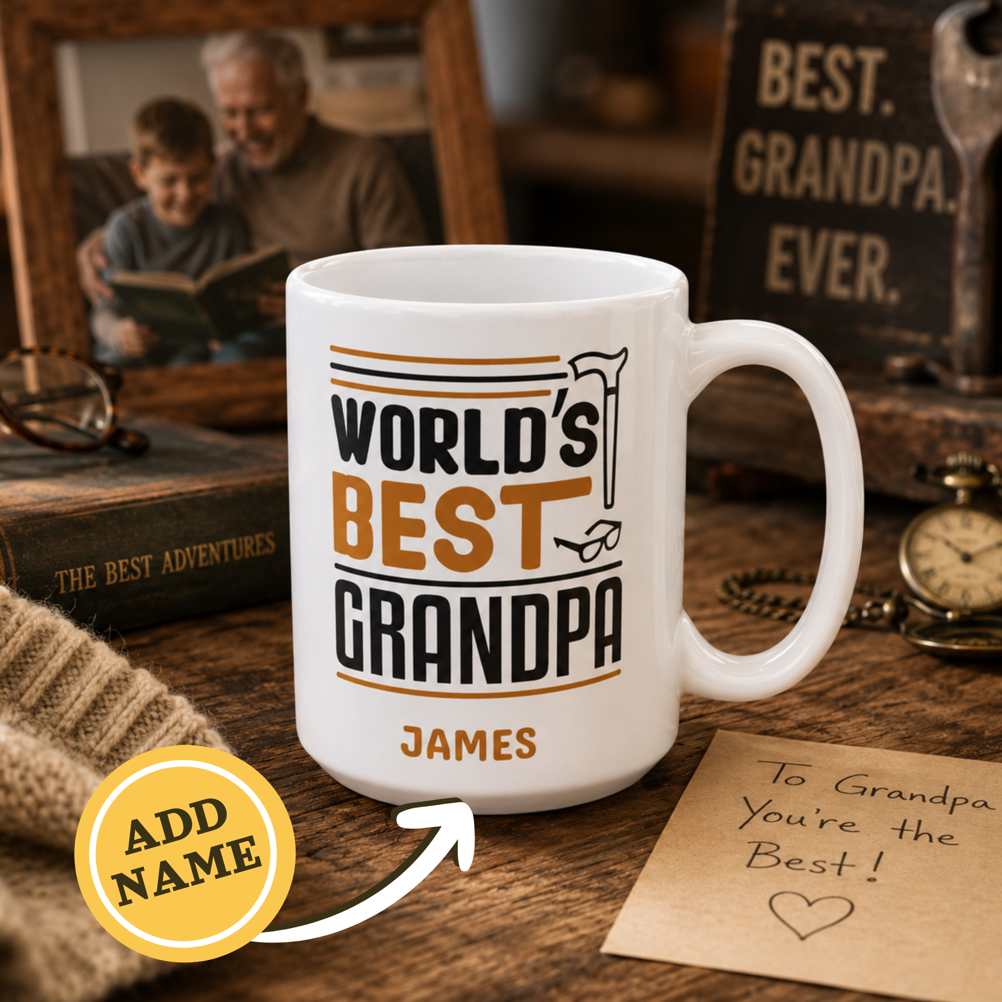 Personalized World's Best Grandpa Mug – Classic Design