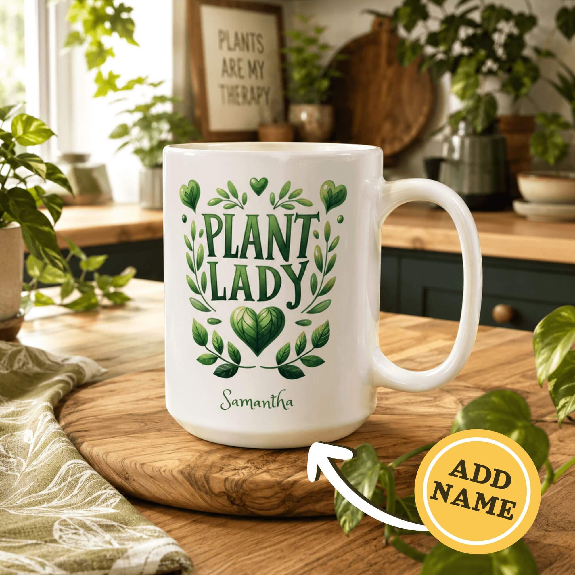 Personalized Plant Lady Mug – Botanical Green Design