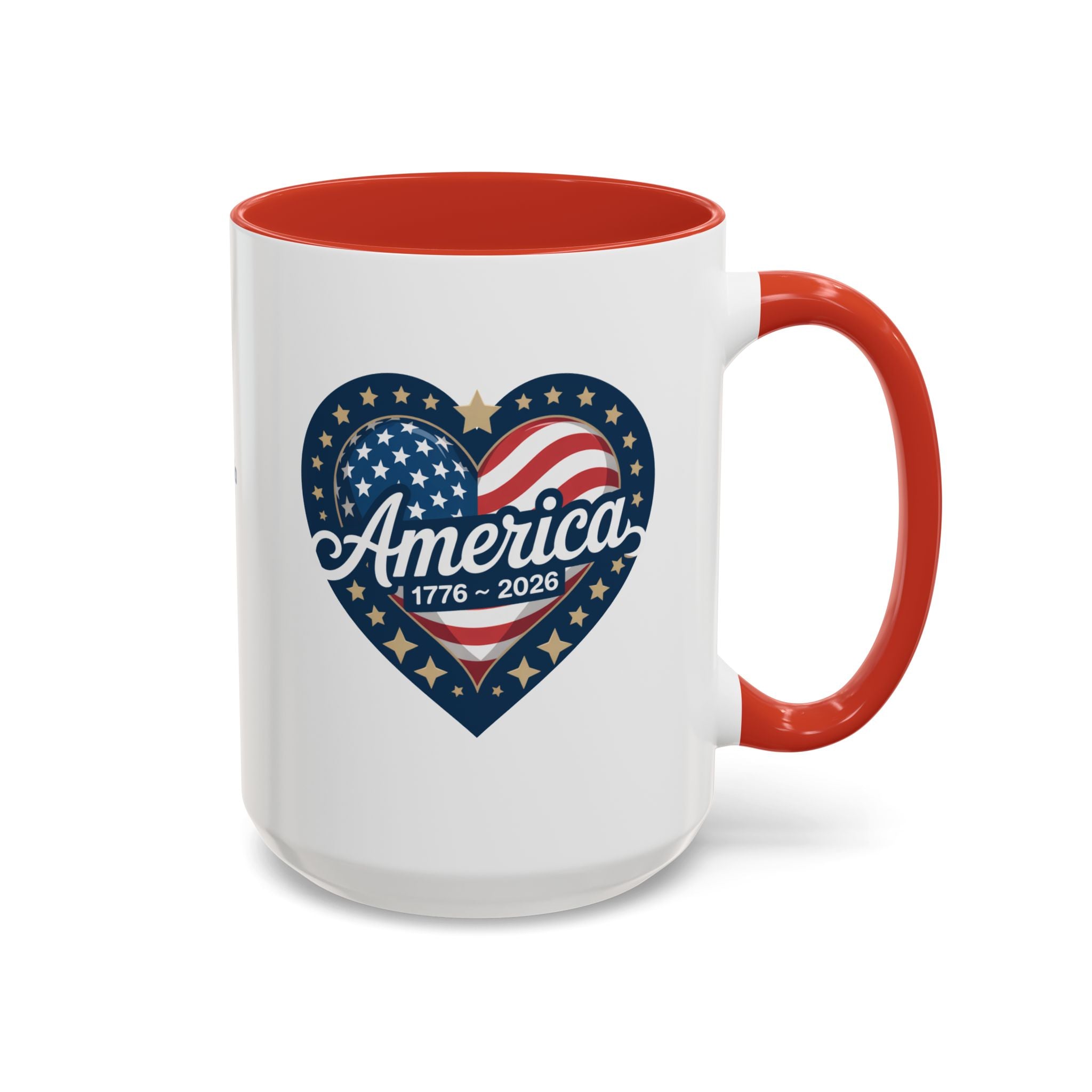 Personalized America Heart Accent Mug – 1776–2026 USA, 15oz, right view
