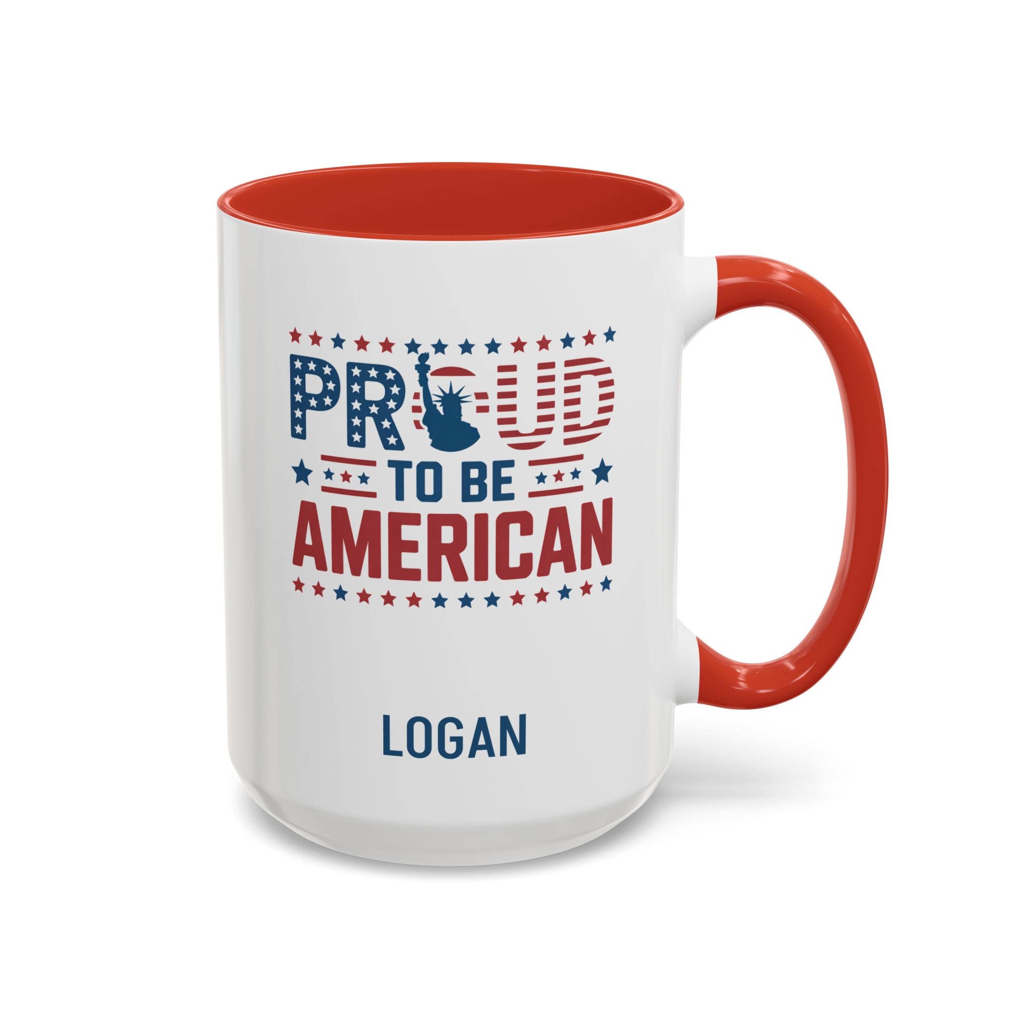 Personalized Proud to Be American Accent Mug – Patriotic, 15oz, right view