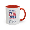 Personalized 4th of July Mug, Personalizable Descendant of 1776 Patriot Mug, Custom Independence Day Cup
