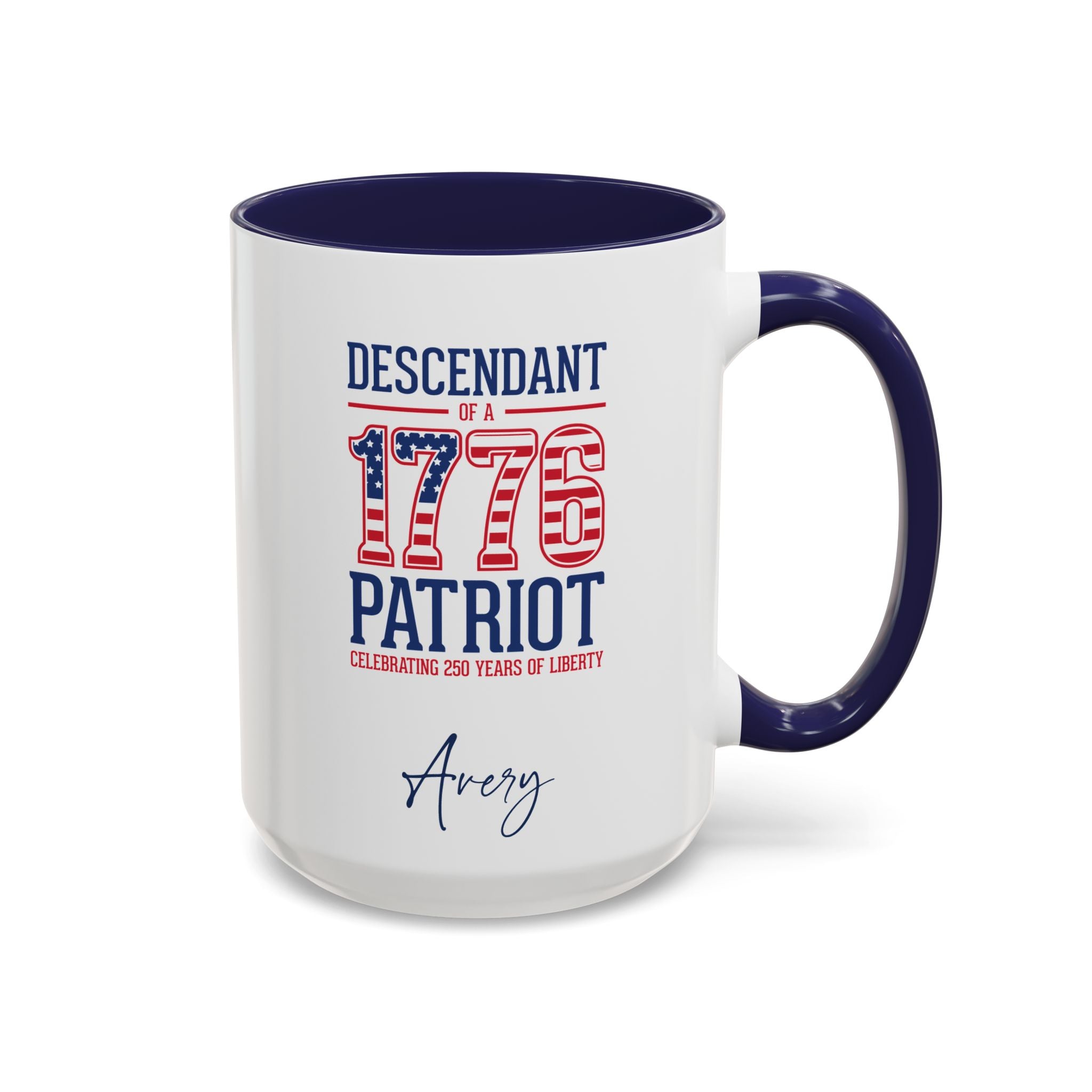 Personalized 1776 Patriot Accent Mug – USA 250th Anniversary, 15oz, right view