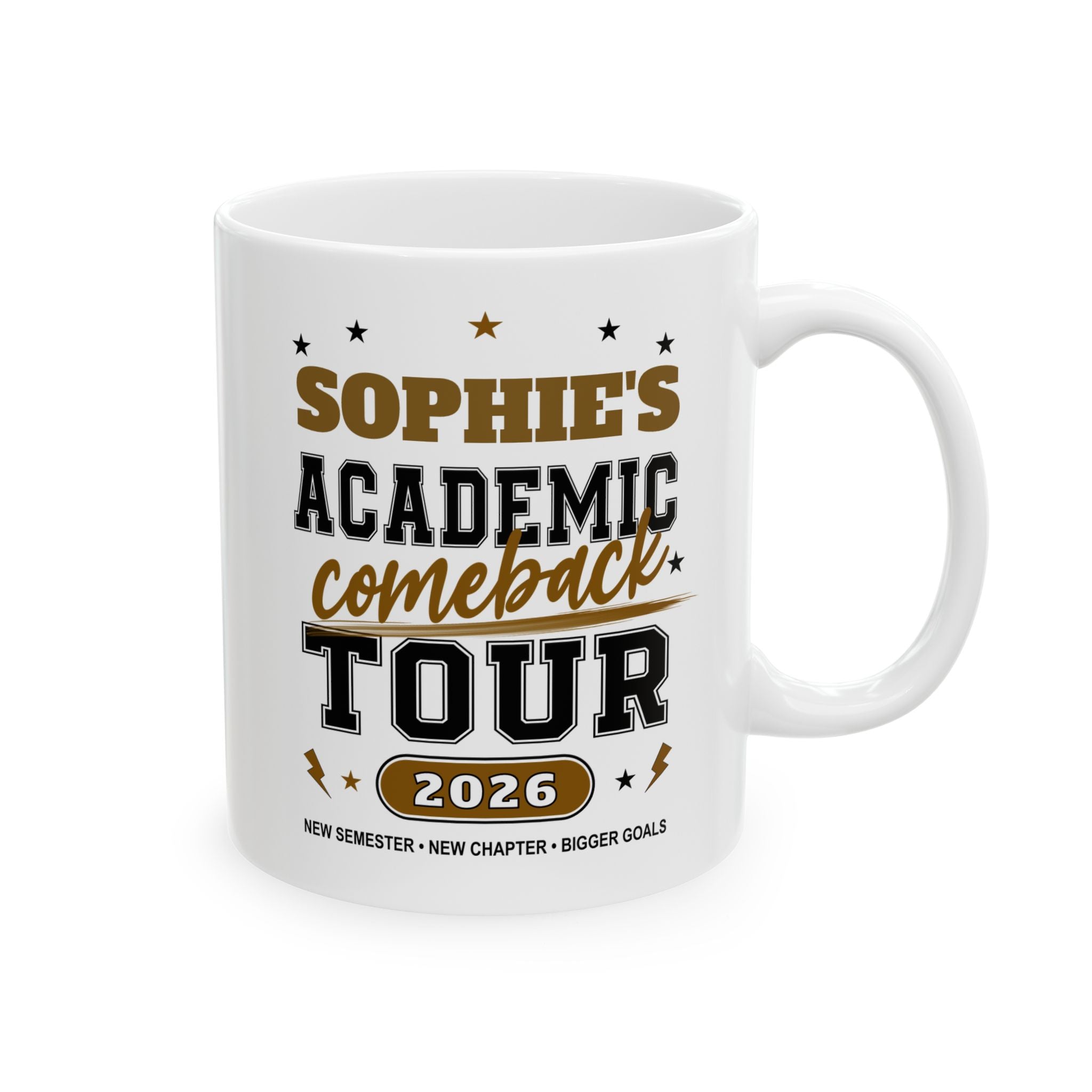 Personalized Back to School College Mug, Academic Student Ceramic Cup