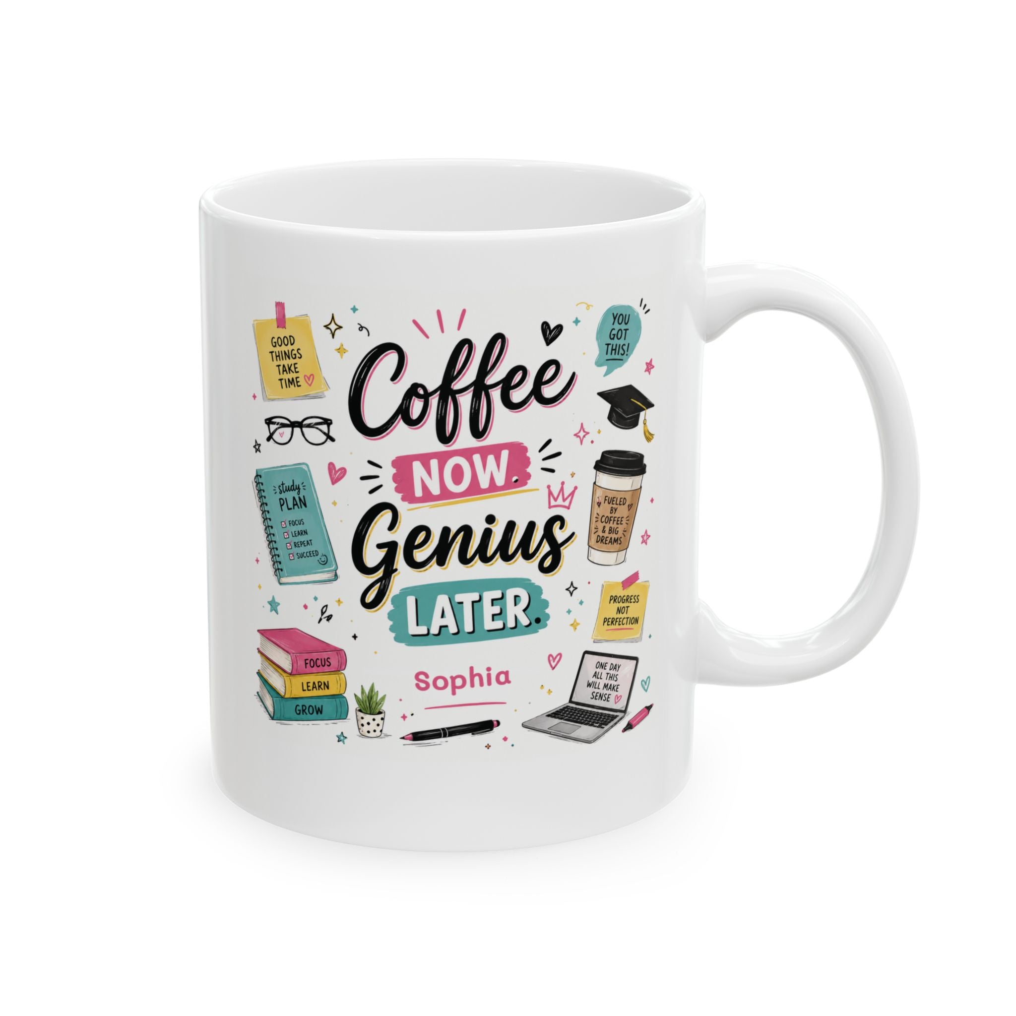 Personalized Back to School College Mug, Custom Name Mug, Personalizable Student Coffee Cup,