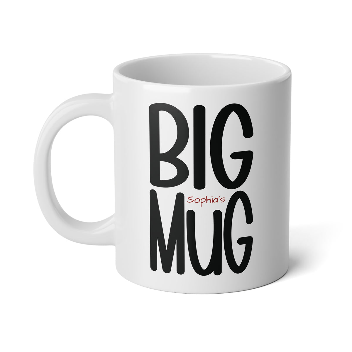 Big Mug personalized jumbo coffee mug in white ceramic, left hande view