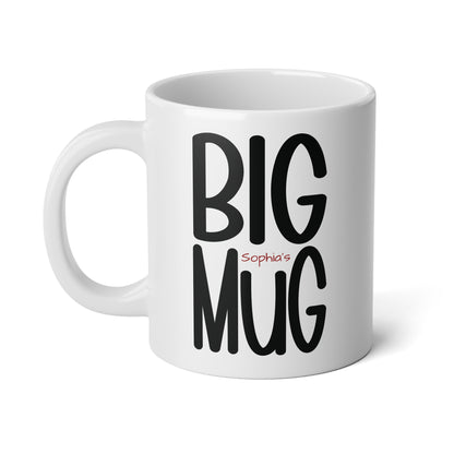 Big Mug personalized jumbo coffee mug in white ceramic, left hande view