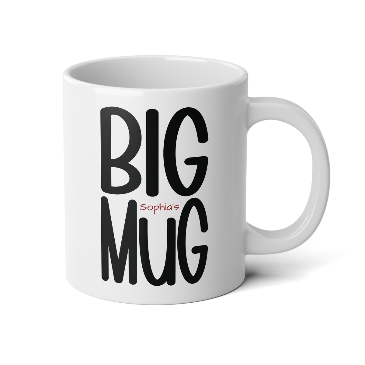 Big Mug personalized jumbo coffee mug in white ceramic, right hande view