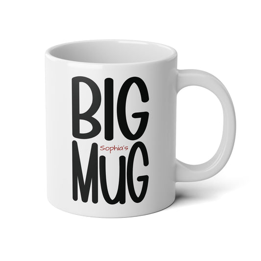 Big Mug personalized jumbo coffee mug in white ceramic, right hande view