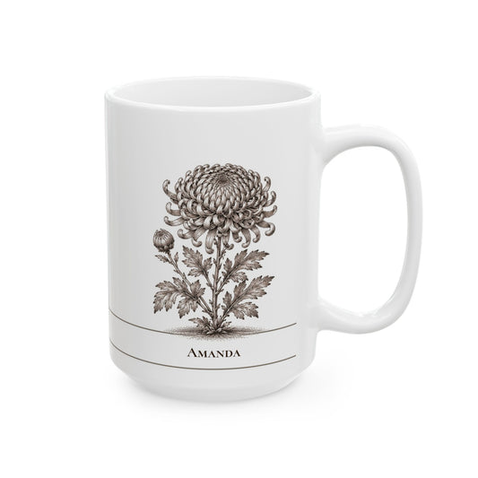 Chrysanthemum moonlit Halloween personalized ceramic mug