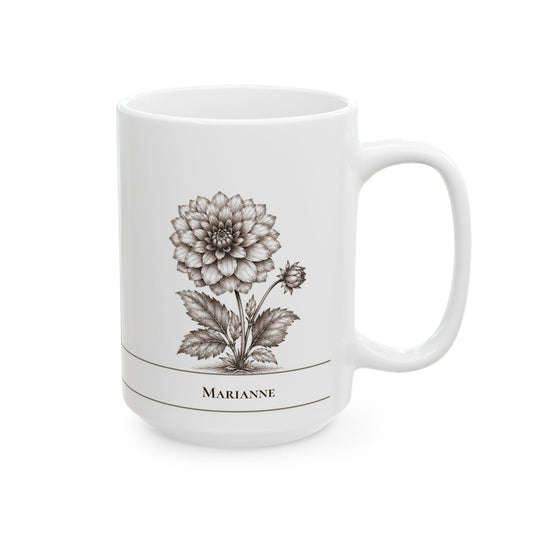 Dahlia moonlit Halloween personalized ceramic mug