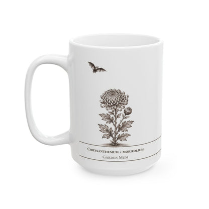 Dahlia moonlit Halloween personalized ceramic mug, 15oz left side view