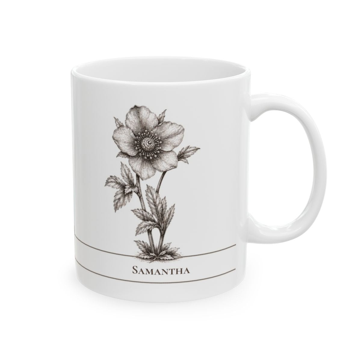 Hellebore moonlit Halloween personalized ceramic mug, 11oz right side view