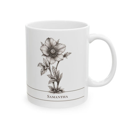 Hellebore moonlit Halloween personalized ceramic mug, 11oz right side view