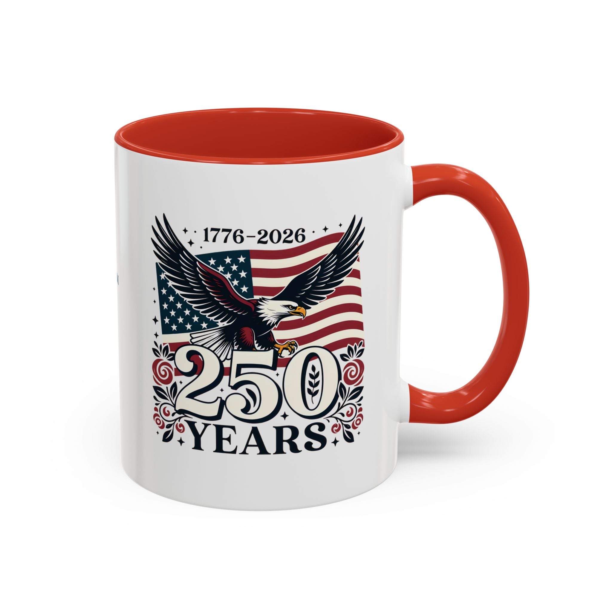 Personalized 250th Anniversary Eagle & Flag Accent Mug, 11oz, right side view