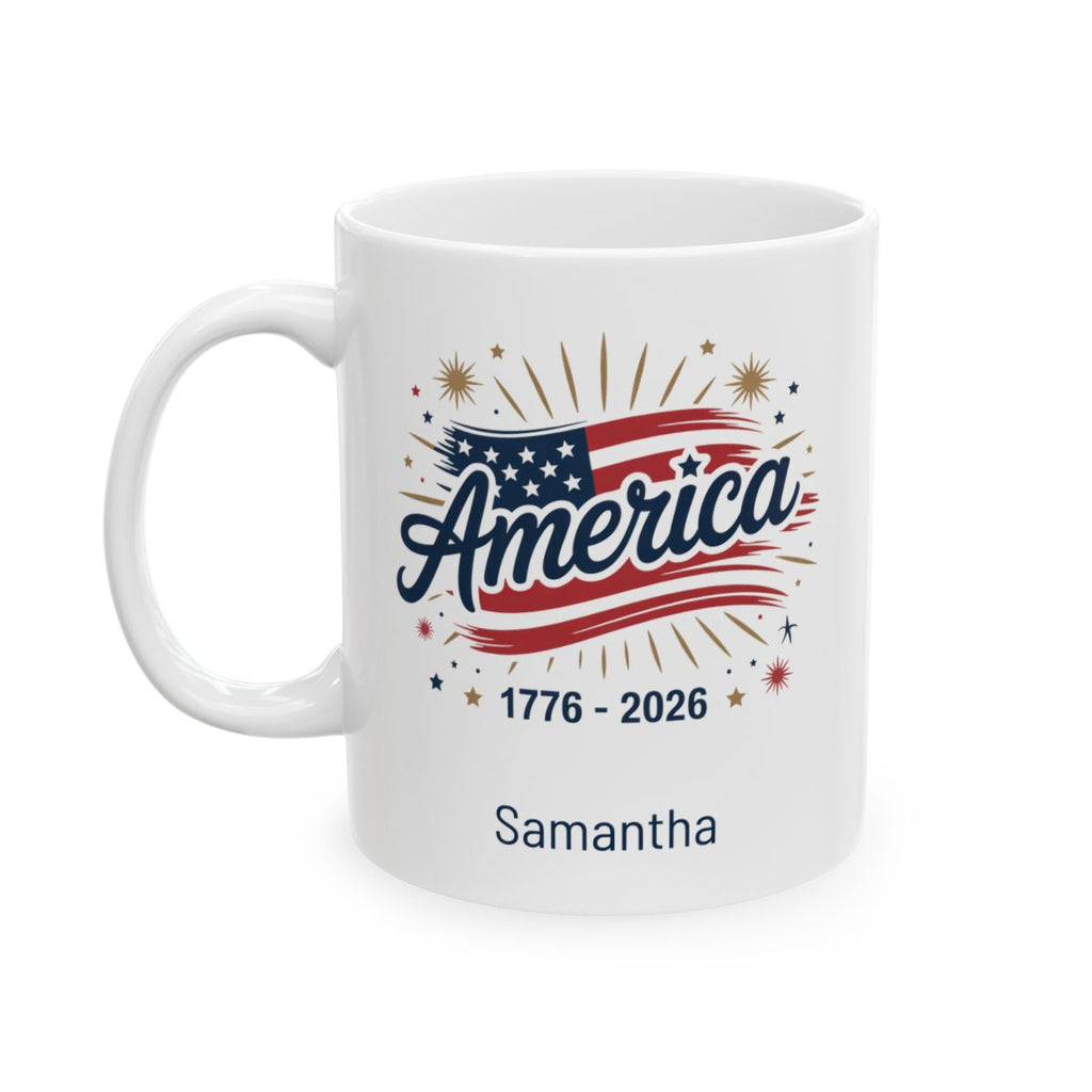 Personalized America 1776-2026 white mug 11oz left side view
