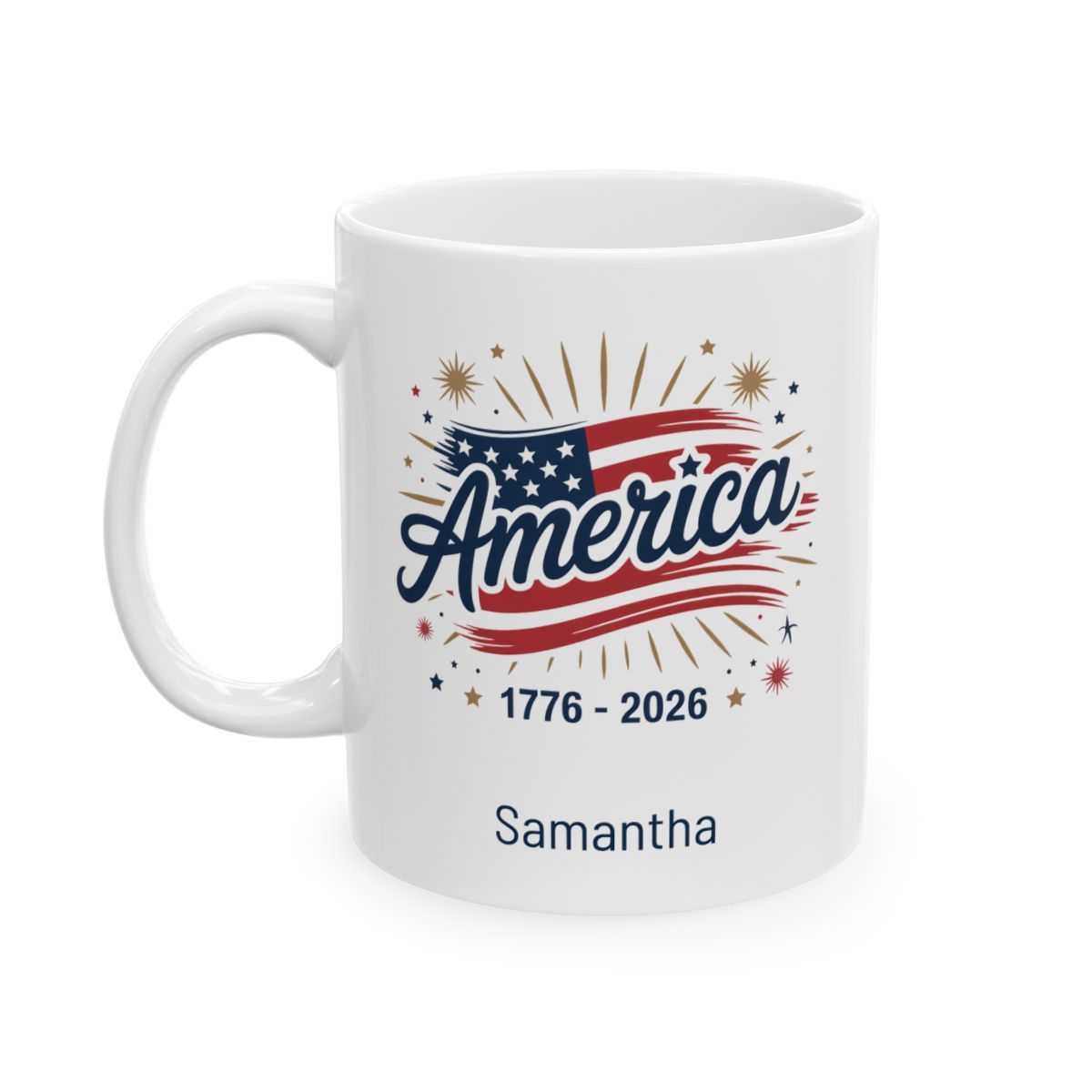 Personalized America 1776-2026 white mug 11oz left side view