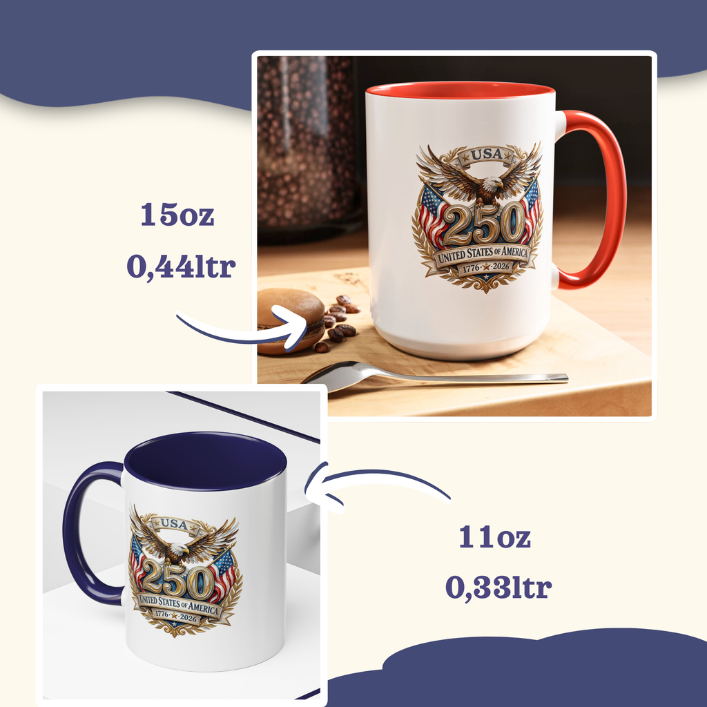 Personalized American Eagle Mug, navy accent, 15oz, right view