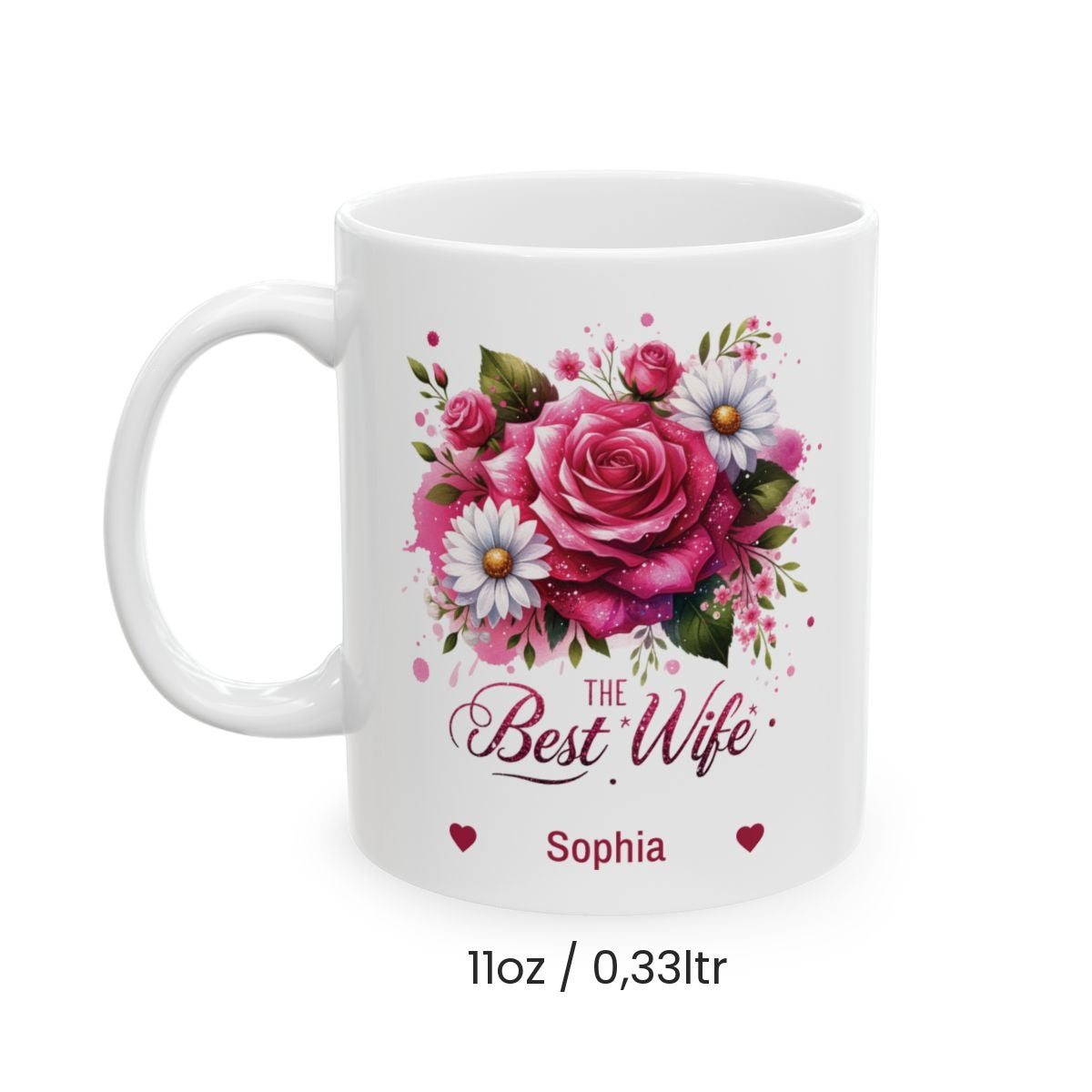 Personalized Best Wife Mug – Floral Roses Design