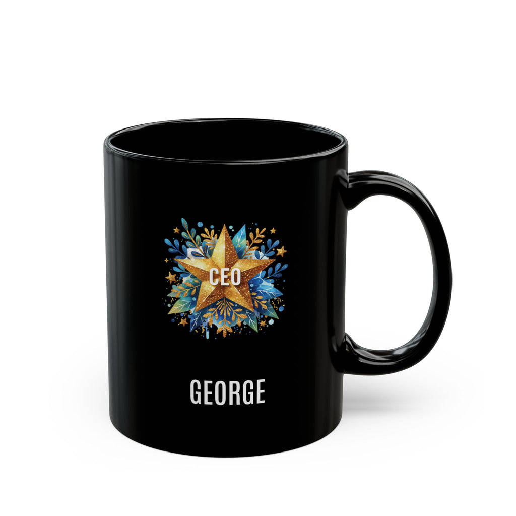 Personalized CEO black glossy mug 11oz right side view