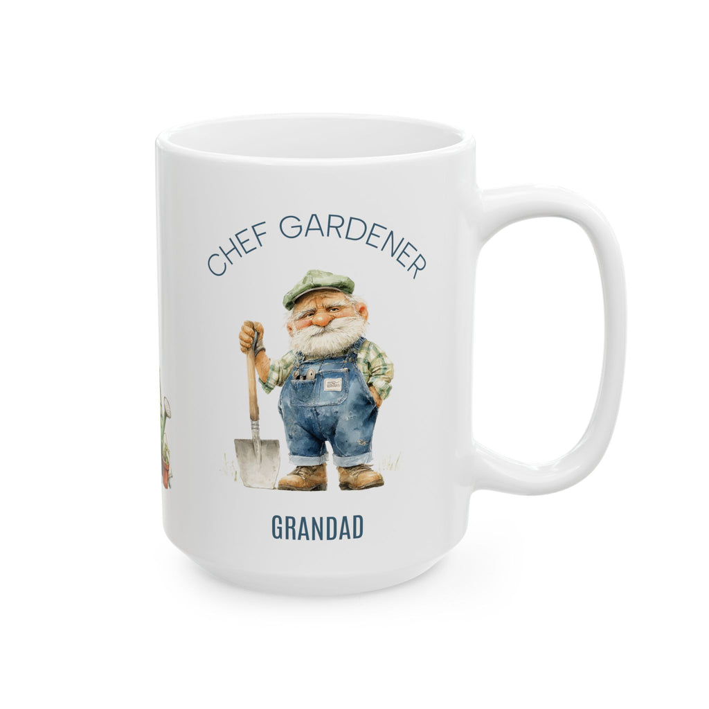 Personalized Chef Gardener Grandad white mug 15oz right side view gnome design
