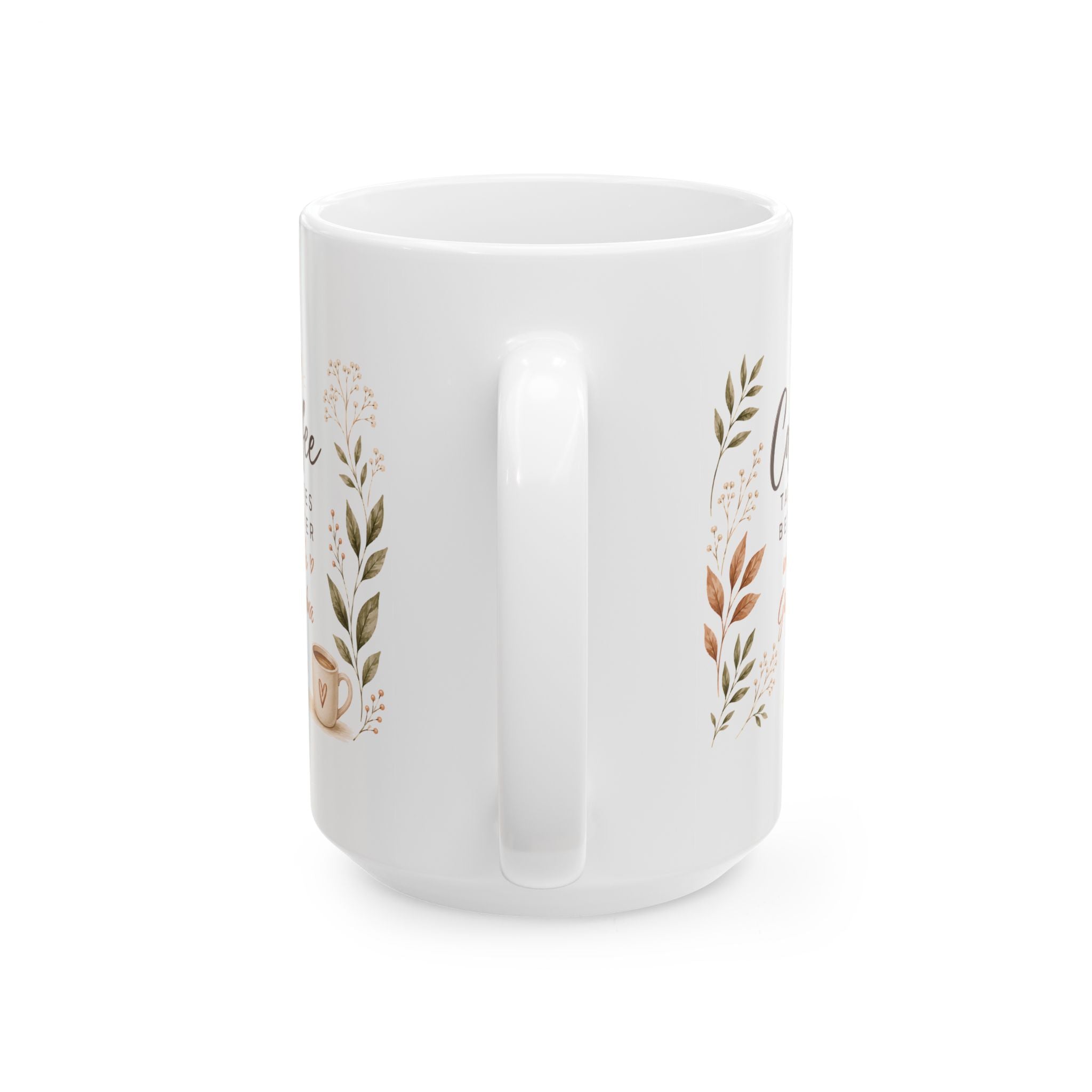 Personalized Coffee Tastes Better Grandma white mug 11oz left side view