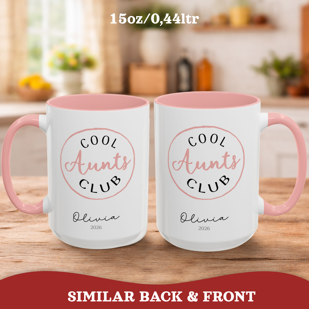 Personalized Cool Aunt Mug, 11oz front view