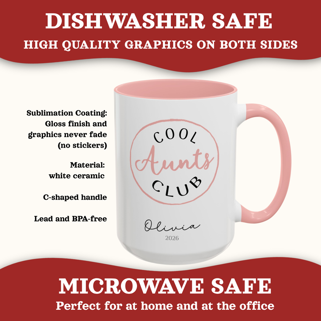 Personalized Cool Aunt Mug, left side view
