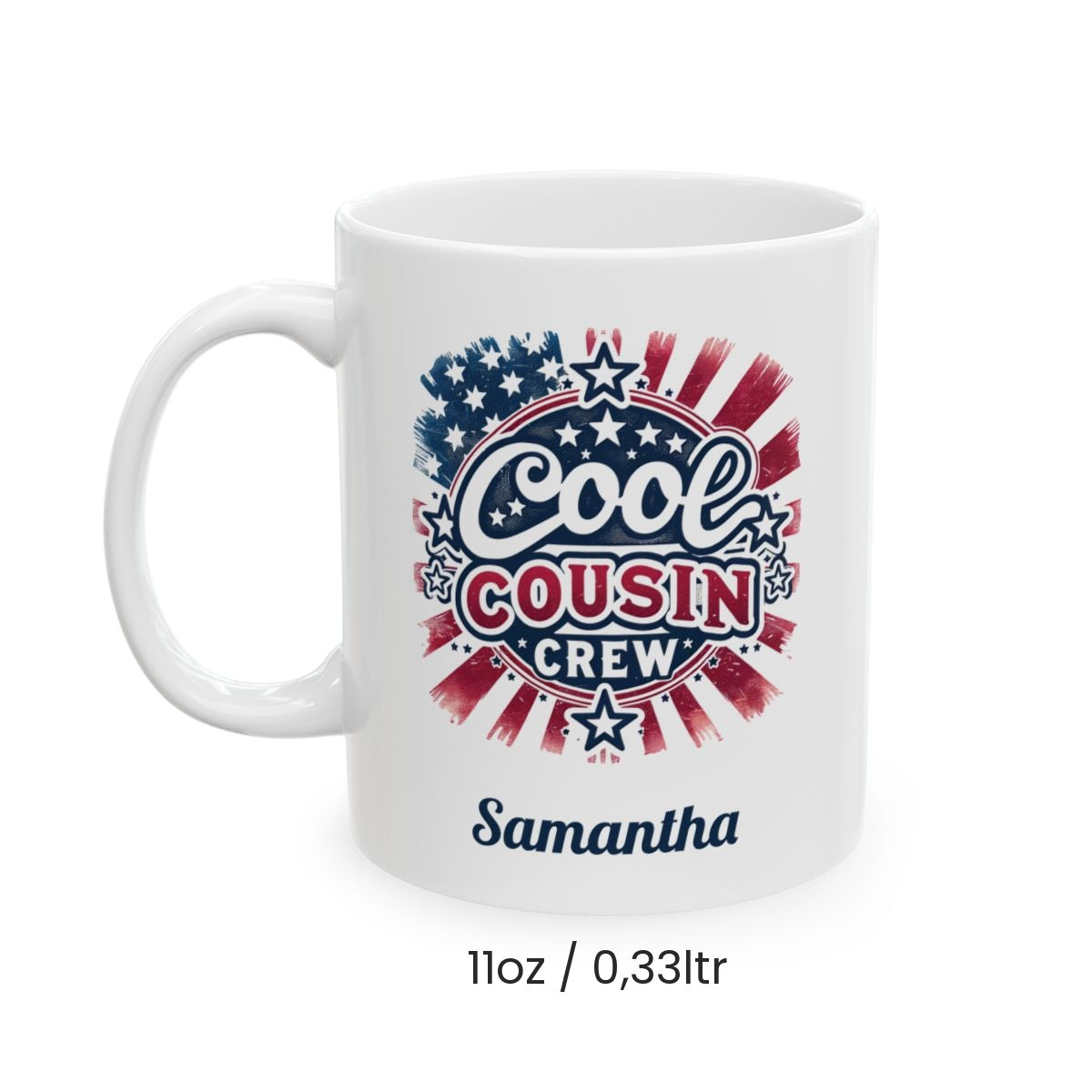 Personalized Cool Cousin Crew Mug – Patriotic USA Design