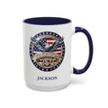 Personalized Freedom 250 navy accent mug 15oz right side view custom name