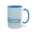 Personalized Gingham Blue Summer Mug, right side view