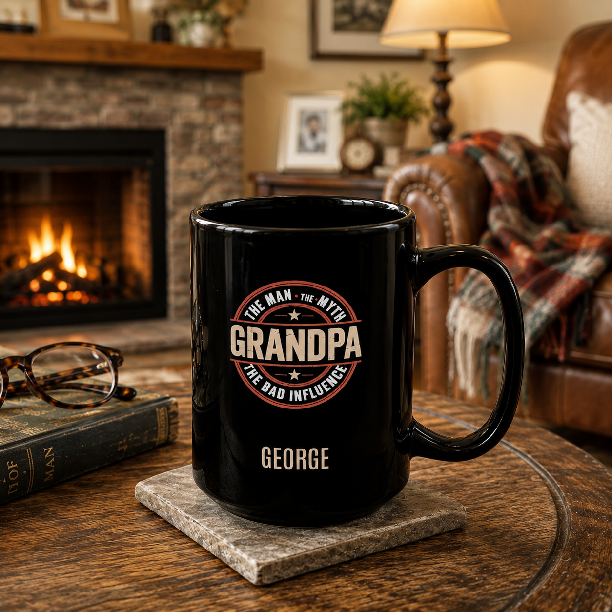 Funny personalized black grandpa mug father's day gift lifestyle photo
