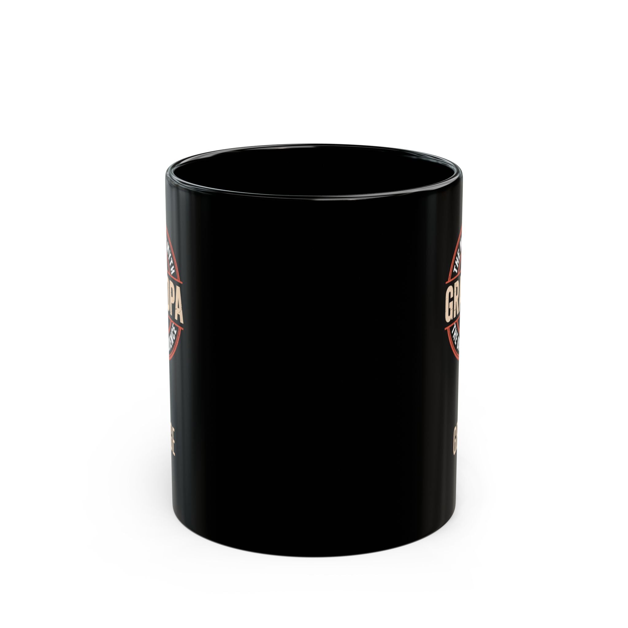Personalized grandpa black mug size comparison 11oz and 15oz