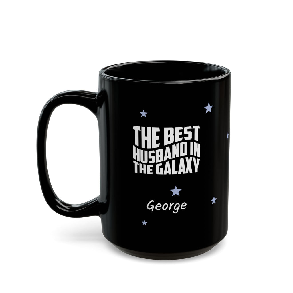 Personalized best husband in the galaxy black mug 15oz left side view