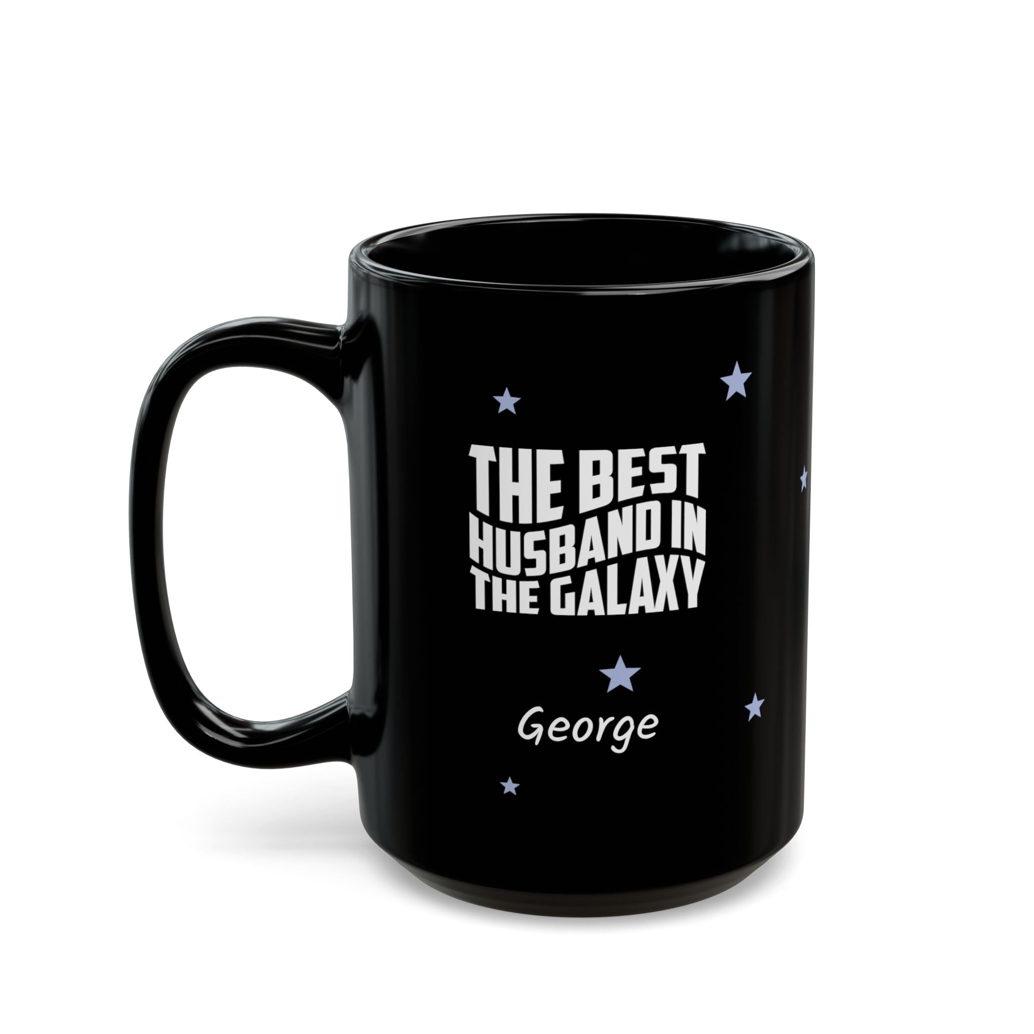 Personalized best husband in the galaxy black mug 15oz left side view