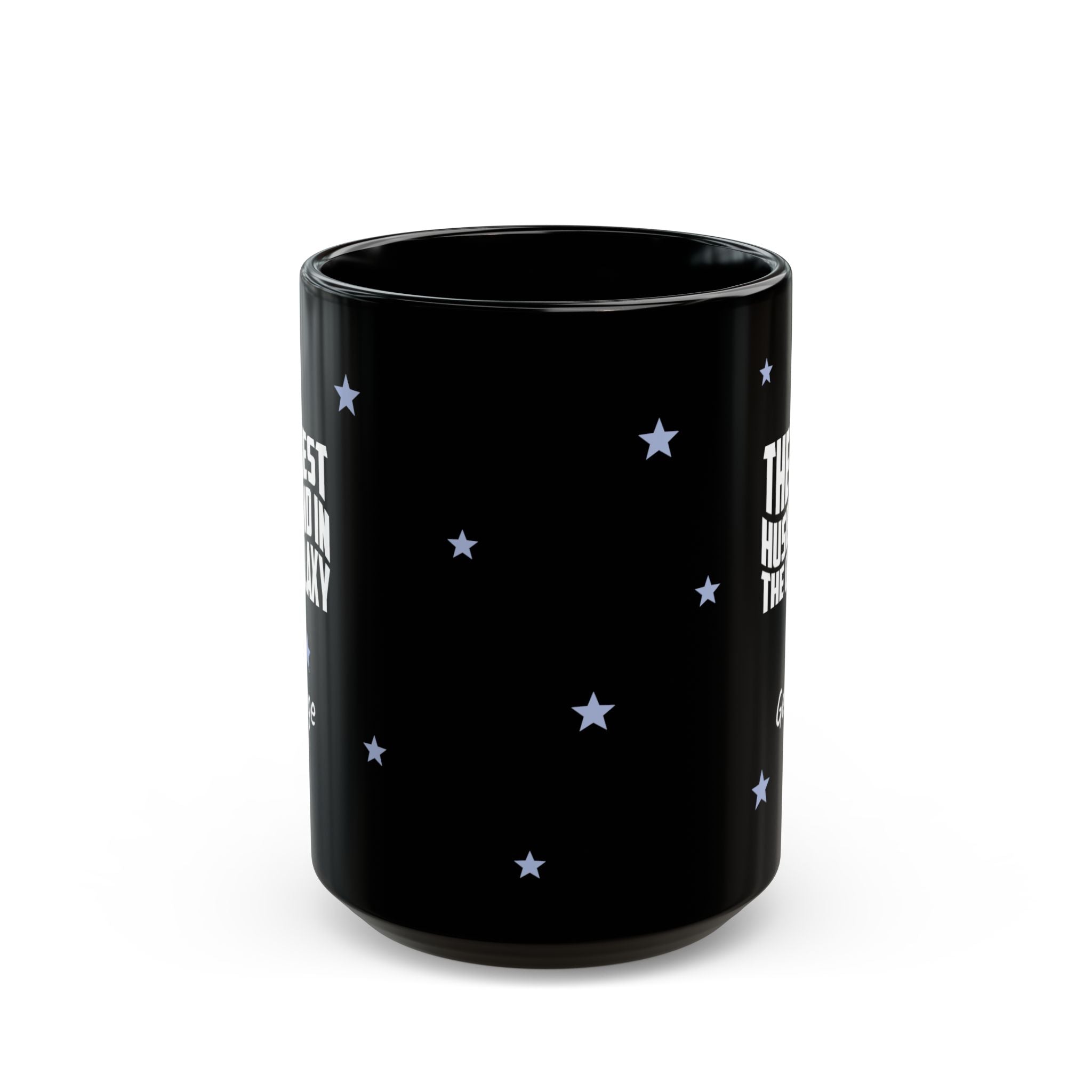 Personalized husband black glossy mug 15oz right side view custom name