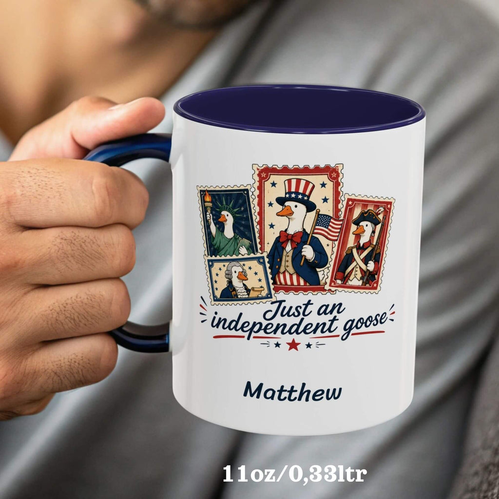 Personalized Just an Independent Goose mug patriotic goose stamp design lifestyle