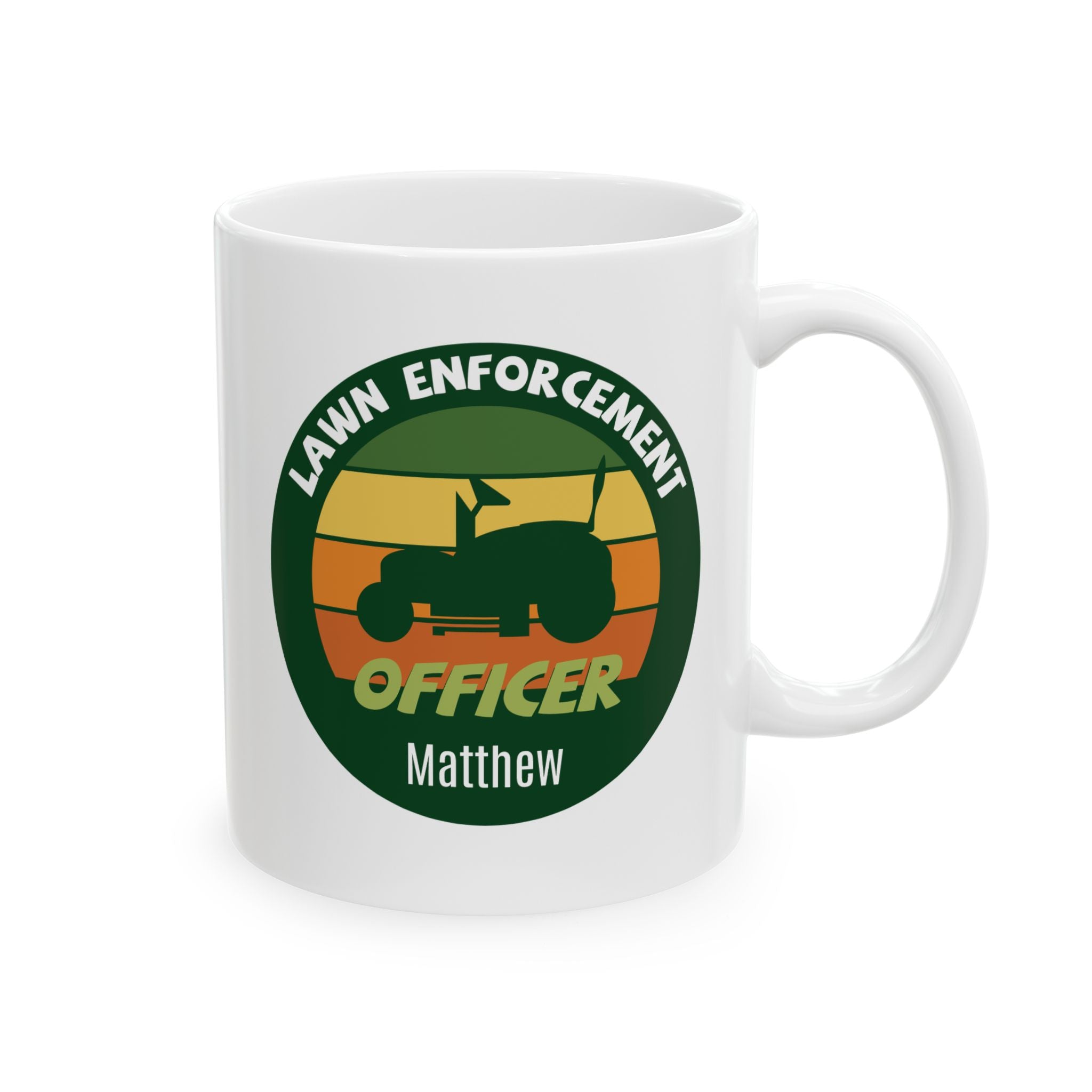 Personalized Lawn Enforcement Officer white mug 11oz left side view