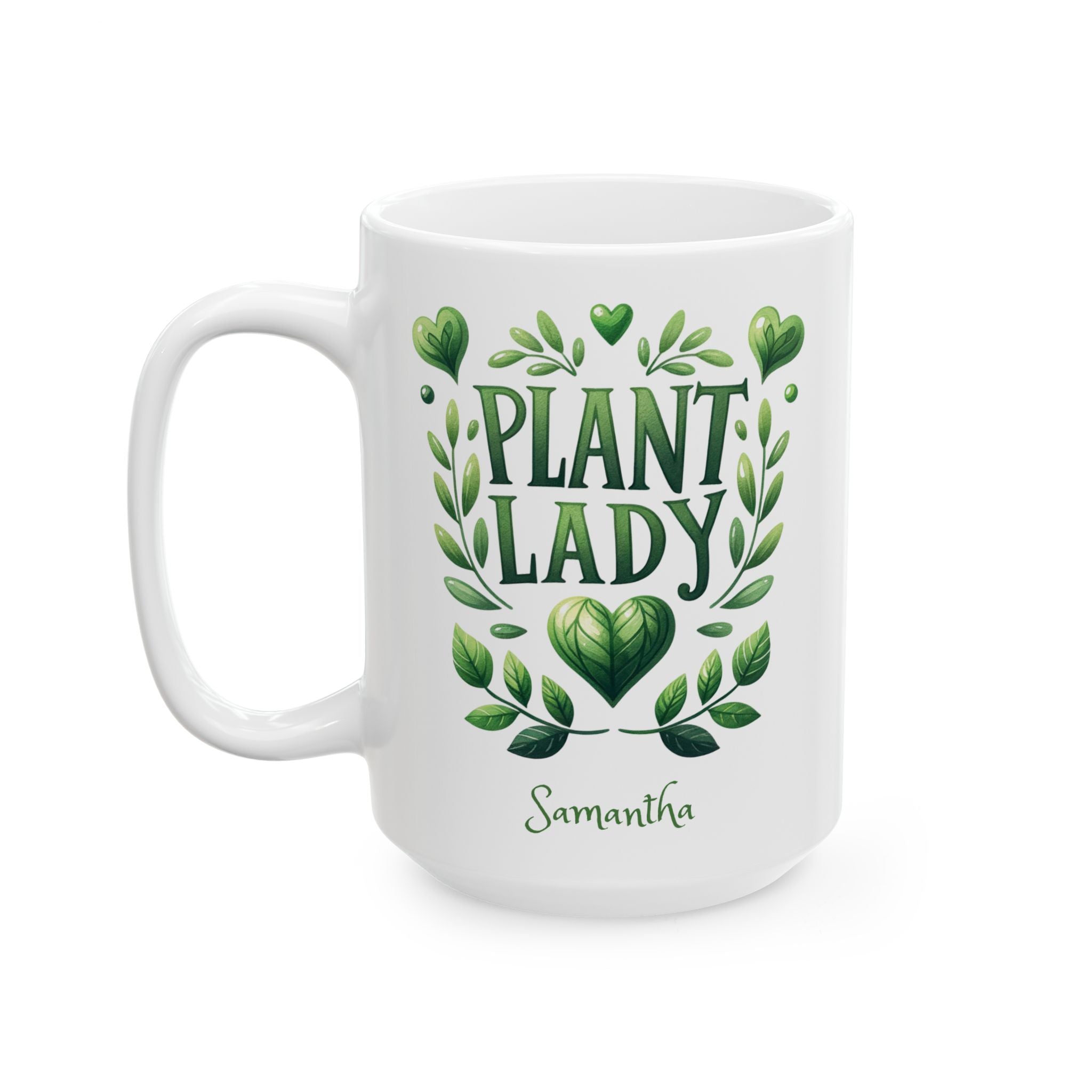 Personalized Plant Lady mug white 15oz left side view