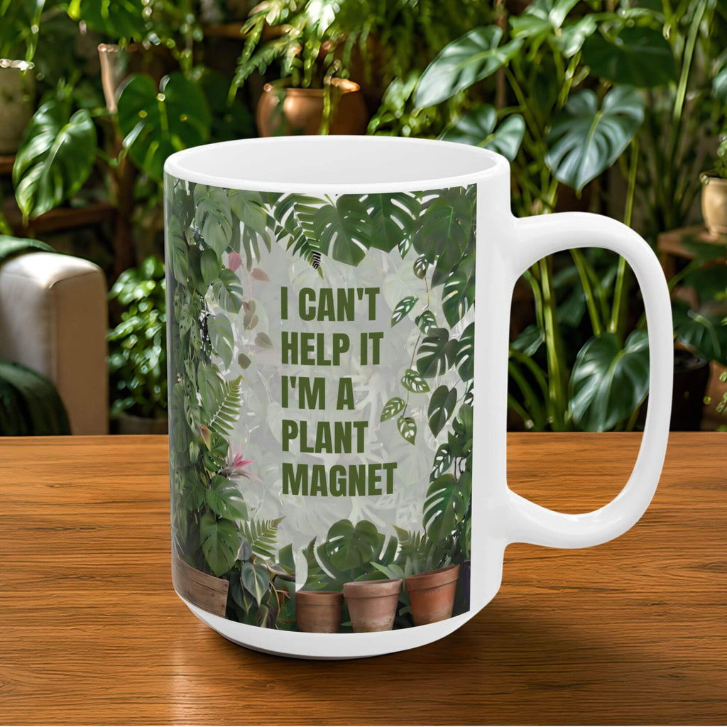 Personalized I'm a Plant Magnet white mug lifestyle photo
